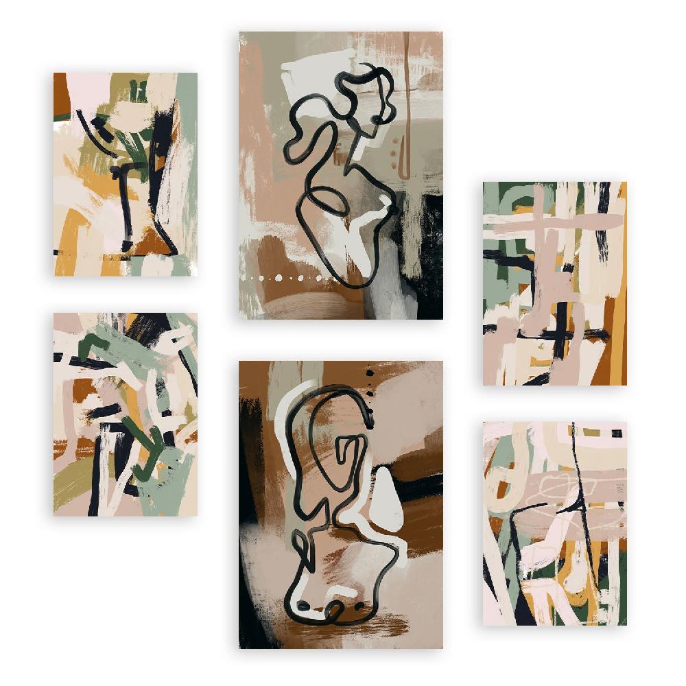 nacnic Nacnic Set de 6 Láminas Abstractas Femeninas Extravagantes
