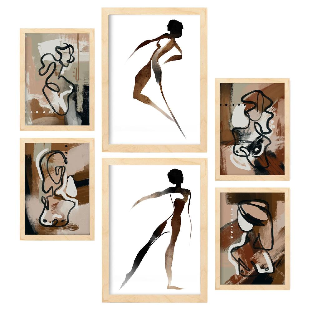 Nacnic Nacnic Set De 6 Láminas Abstractas Femeninas Virtud Del Cuerpo