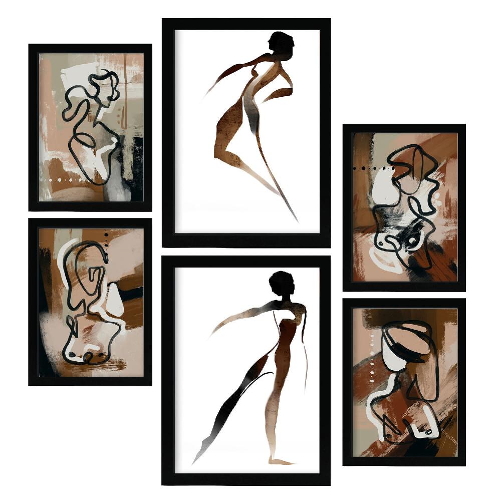 Nacnic Nacnic Set De 6 Láminas Abstractas Femeninas Virtud Del Cuerpo