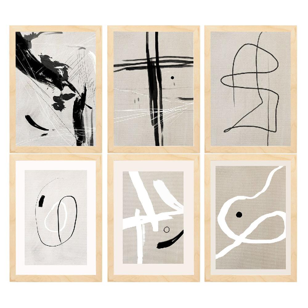 Nacnic Nacnic Set De 6 Láminas Artísticas Del Pintor Franz Kline Para Decoración De Interiores