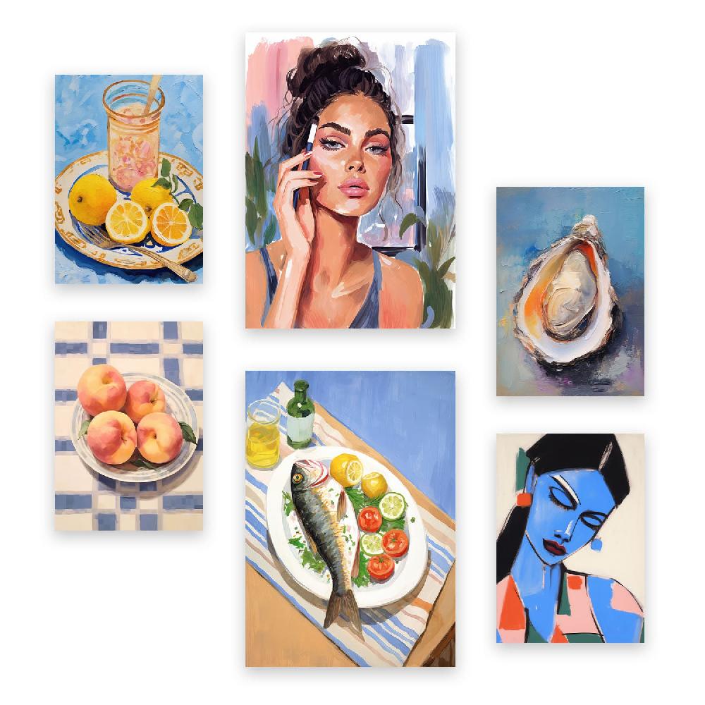 nacnic Nacnic Set de 6 Láminas de Alimentos Fríos para Amantes de la Comida