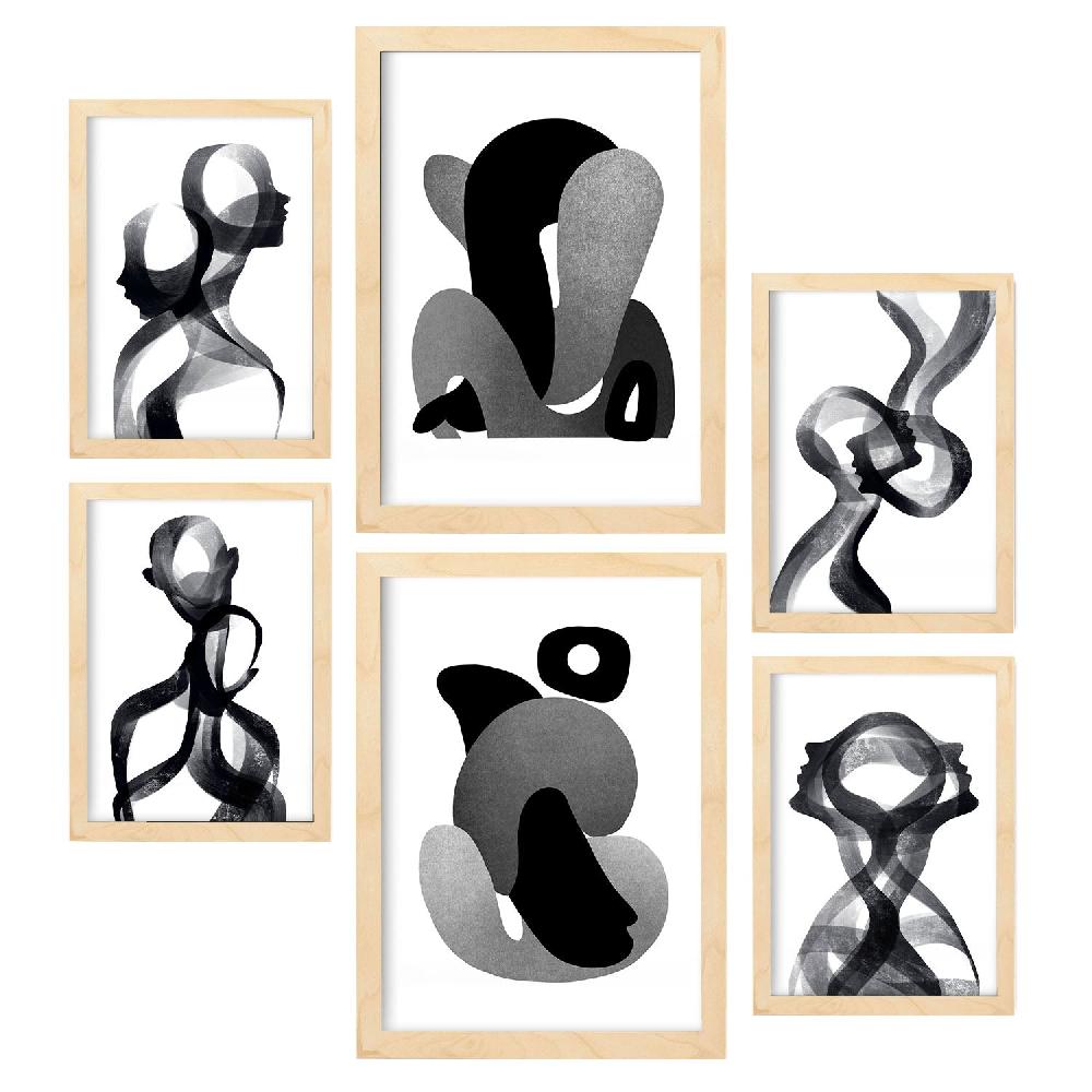 Nacnic Nacnic Set De 6 Láminas De Amantes Abstractos Con Cuerpo Doblado