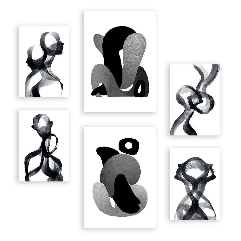 nacnic Nacnic Set de 6 Láminas de Amantes Abstractos con Cuerpo Doblado