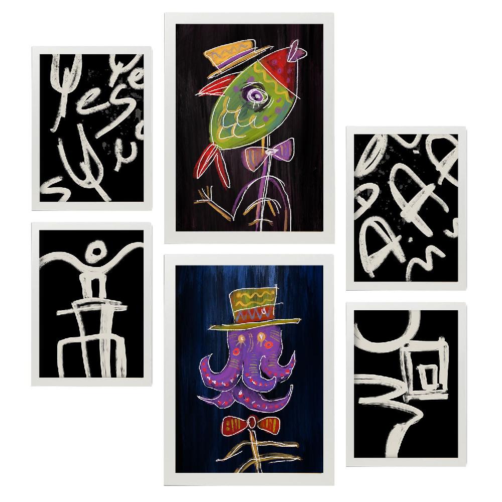 Nacnic Nacnic Set De 6 Láminas De Animales Resumidos Y Estampados Decorativos Estéticos