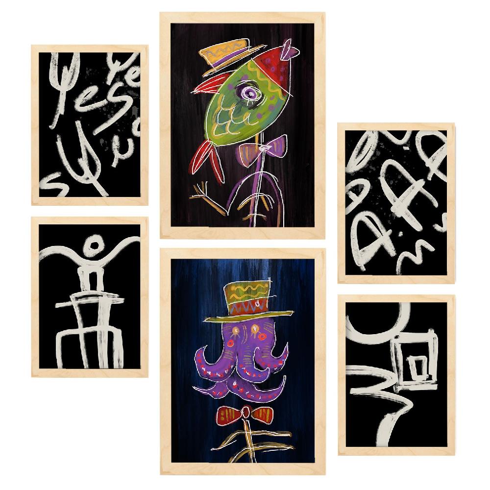 Nacnic Nacnic Set De 6 Láminas De Animales Resumidos Y Estampados Decorativos Estéticos