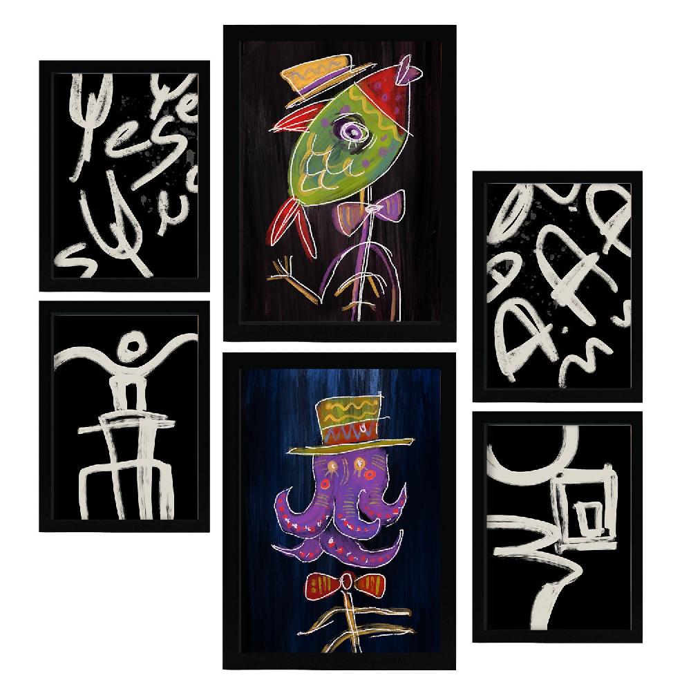 Nacnic Nacnic Set De 6 Láminas De Animales Resumidos Y Estampados Decorativos Estéticos