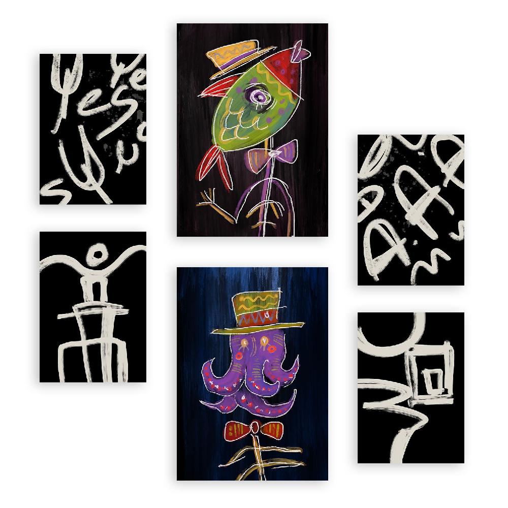 nacnic Nacnic Set de 6 Láminas de Animales Resumidos y Estampados Decorativos Estéticos