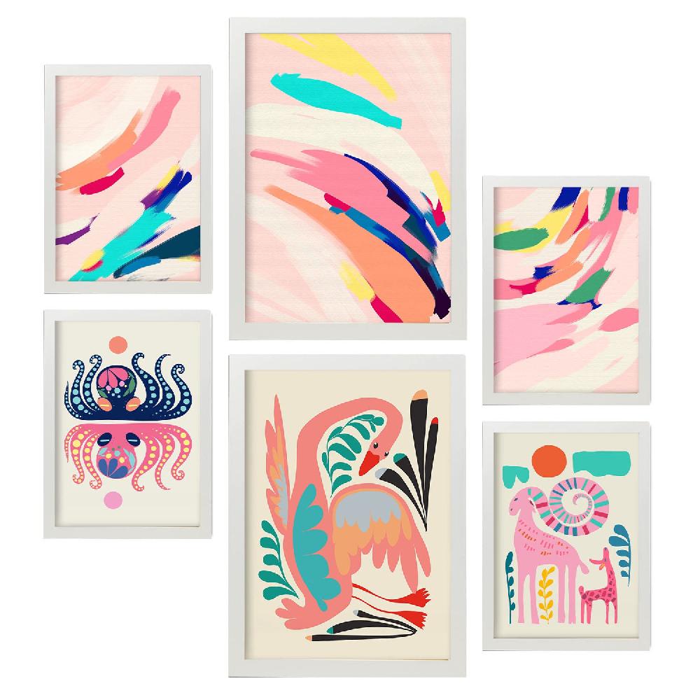 Nacnic Nacnic Set De 6 Láminas De Arte Abstracto Con Animales