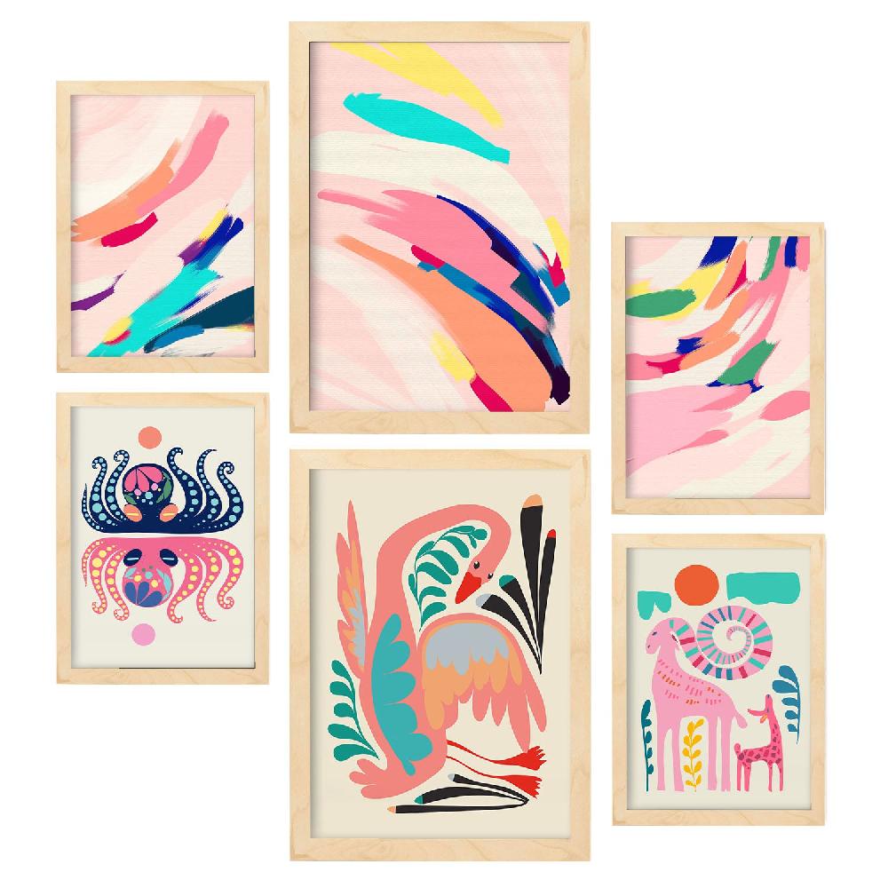 Nacnic Nacnic Set De 6 Láminas De Arte Abstracto Con Animales