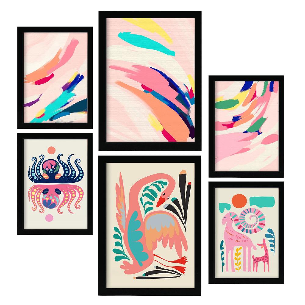 Nacnic Nacnic Set De 6 Láminas De Arte Abstracto Con Animales