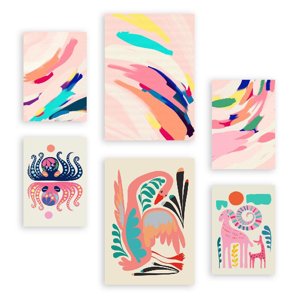 nacnic Nacnic Set de 6 Láminas de Arte Abstracto con Animales