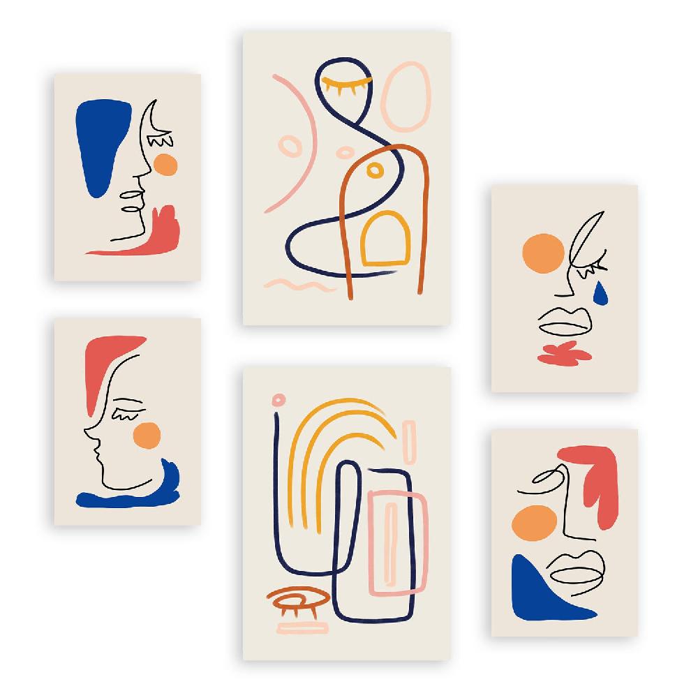 nacnic Nacnic Set de 6 Laminas de Arte Jazzy y Abstracto Femenino