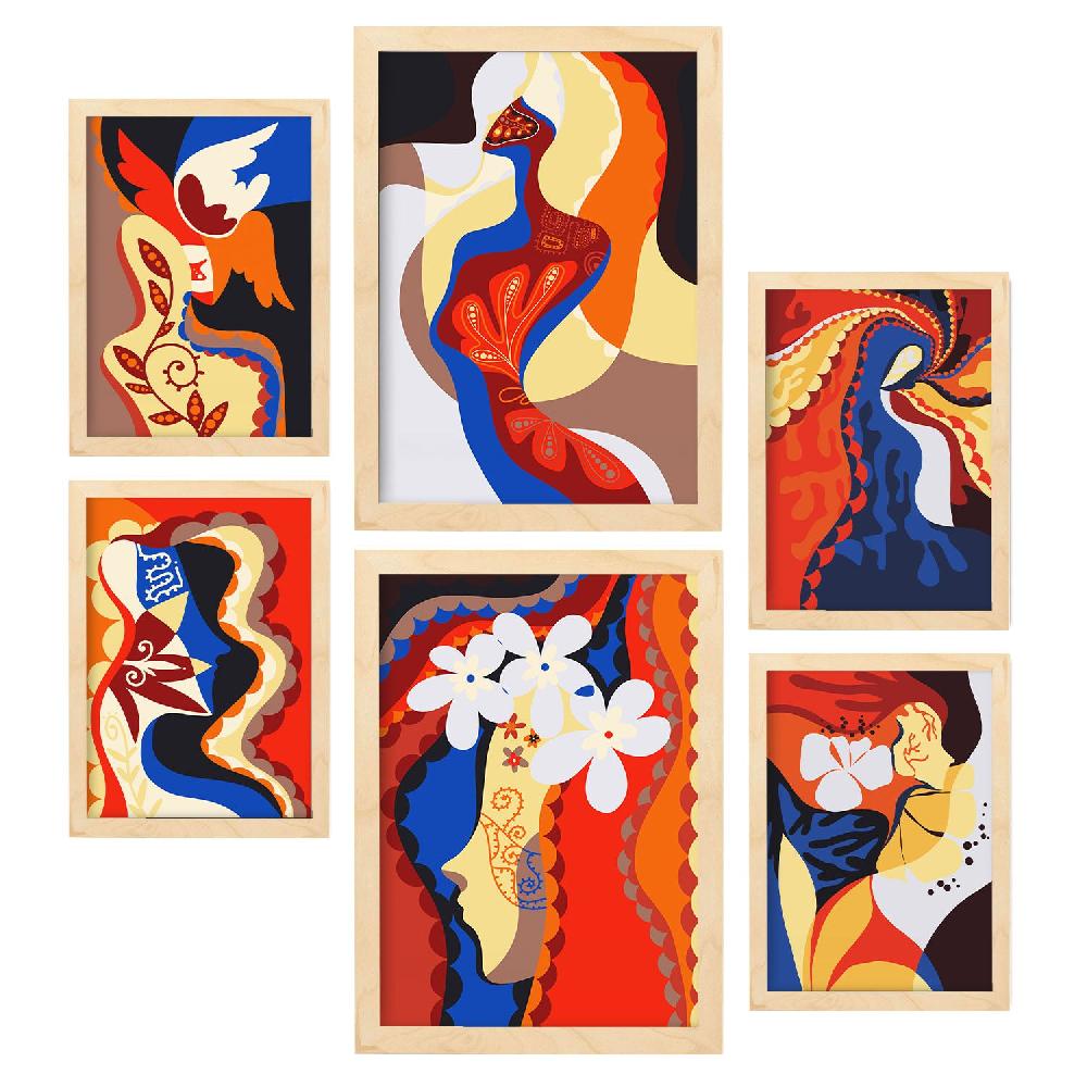 Nacnic Nacnic Set De 6 Láminas De Arte Rococo Abstracto Femenino