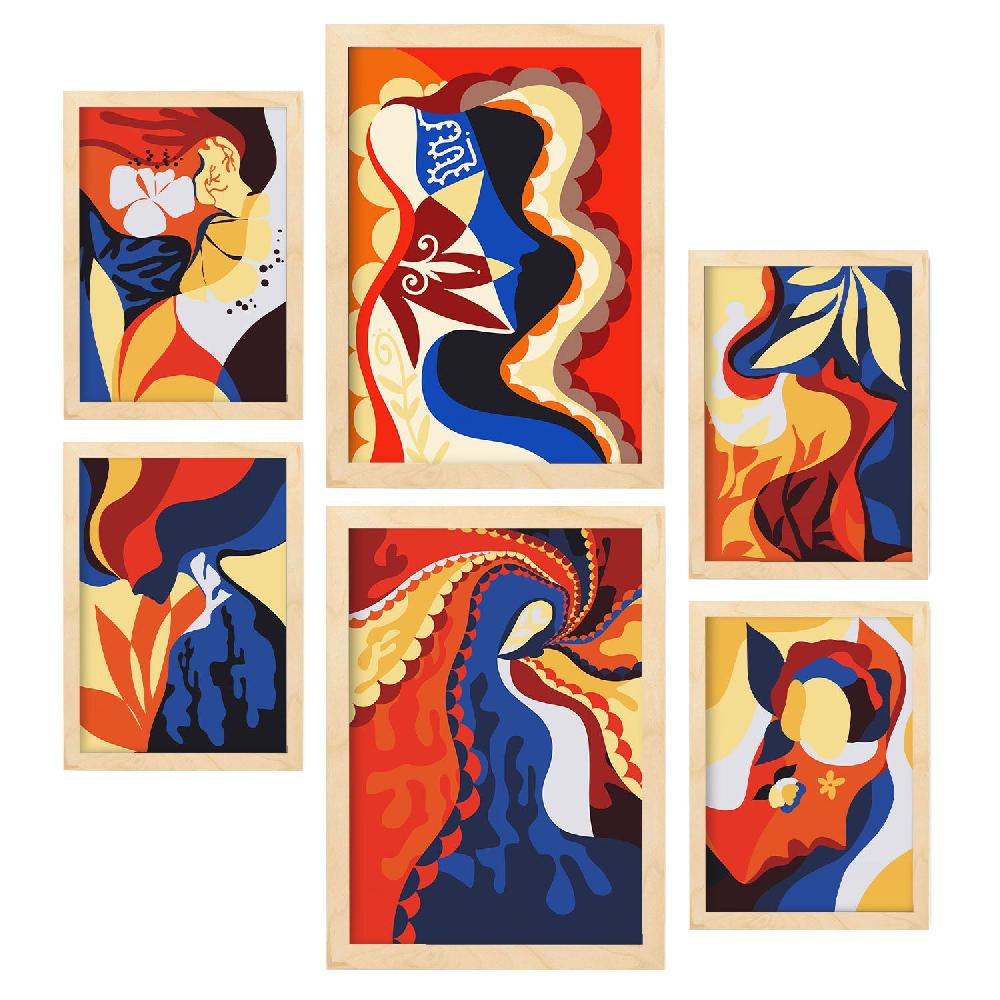 Nacnic Nacnic Set De 6 Láminas De Arte Rococó Abstracto Femenino