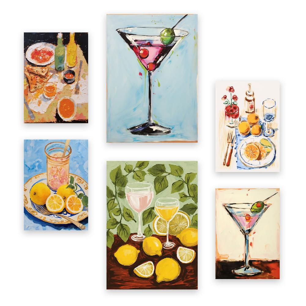 nacnic Nacnic Set de 6 Láminas de Bebidas para Amantes de la Comida