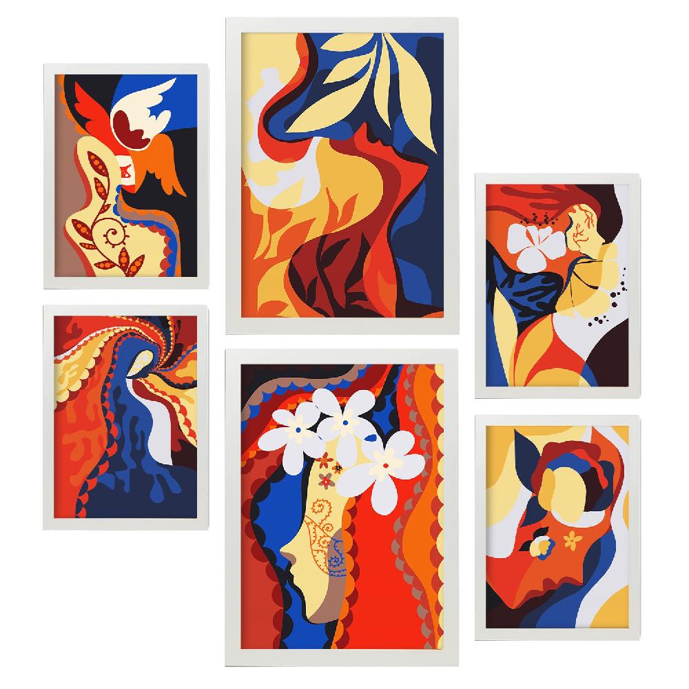 Nacnic Nacnic Set De 6 Laminas De Collage Delicado En Abstracto Femenino