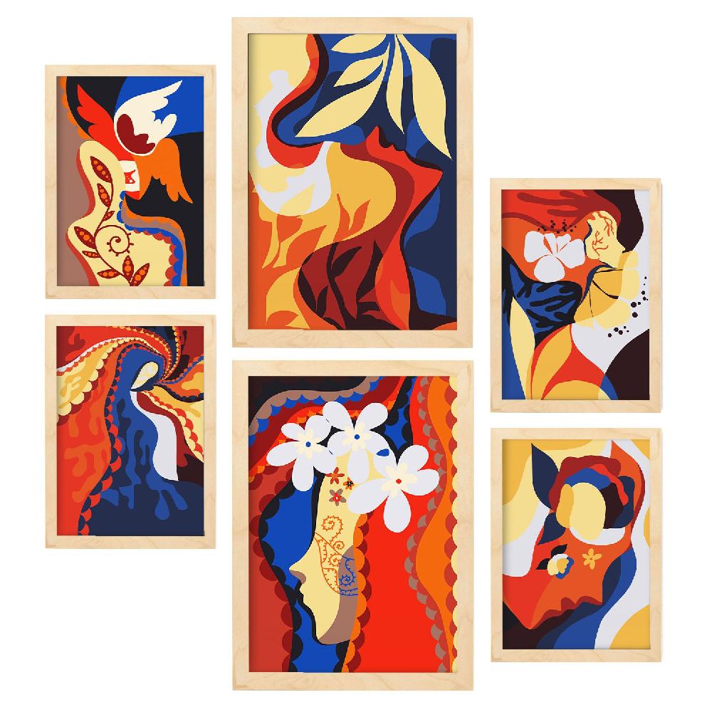 Nacnic Nacnic Set De 6 Laminas De Collage Delicado En Abstracto Femenino
