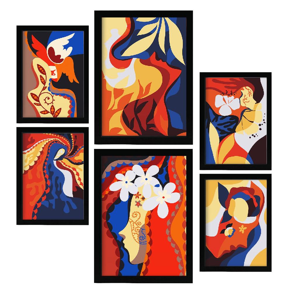 Nacnic Nacnic Set De 6 Laminas De Collage Delicado En Abstracto Femenino