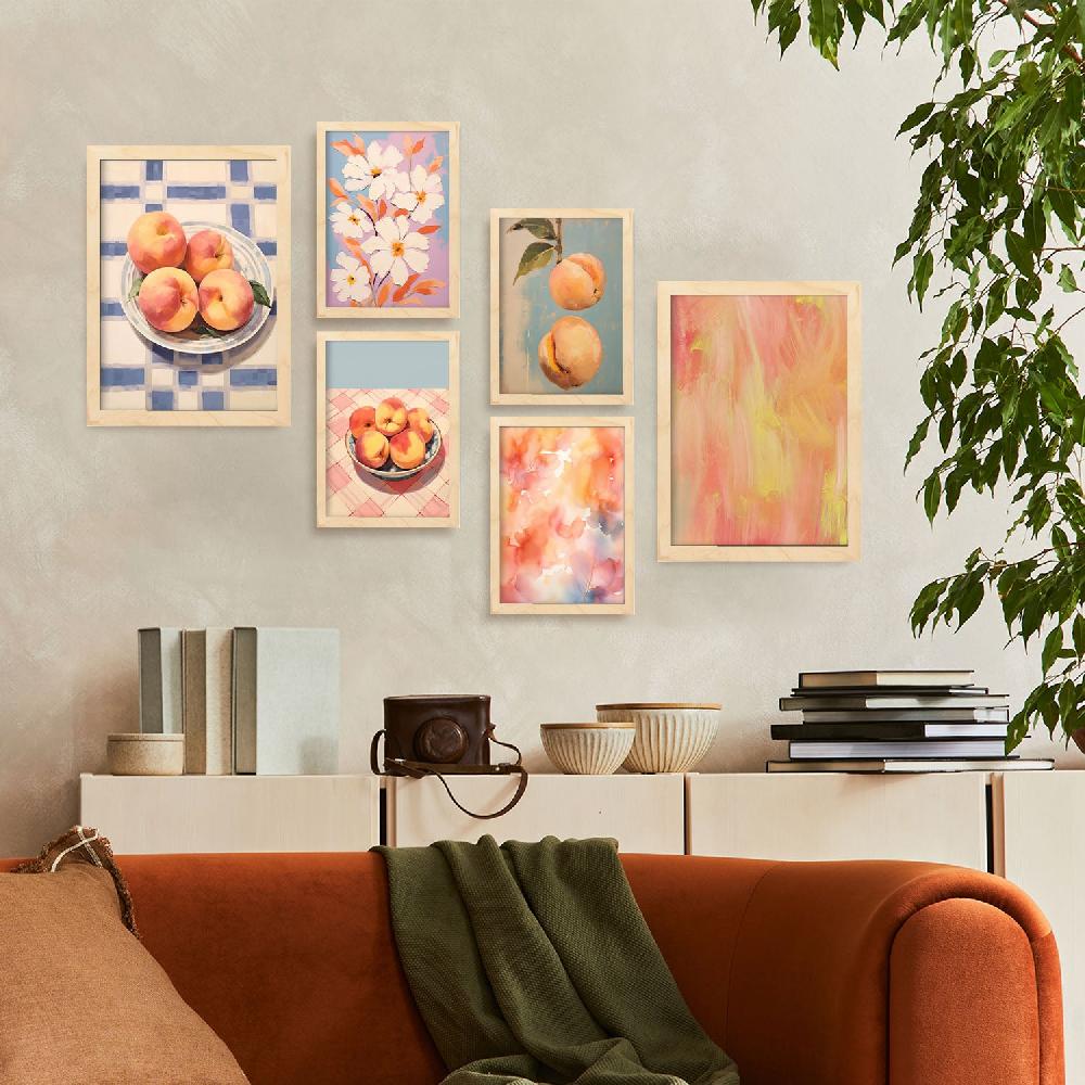 Nacnic Nacnic Set De 6 Láminas De Duraznos Naranjas Para Amantes De La Comida