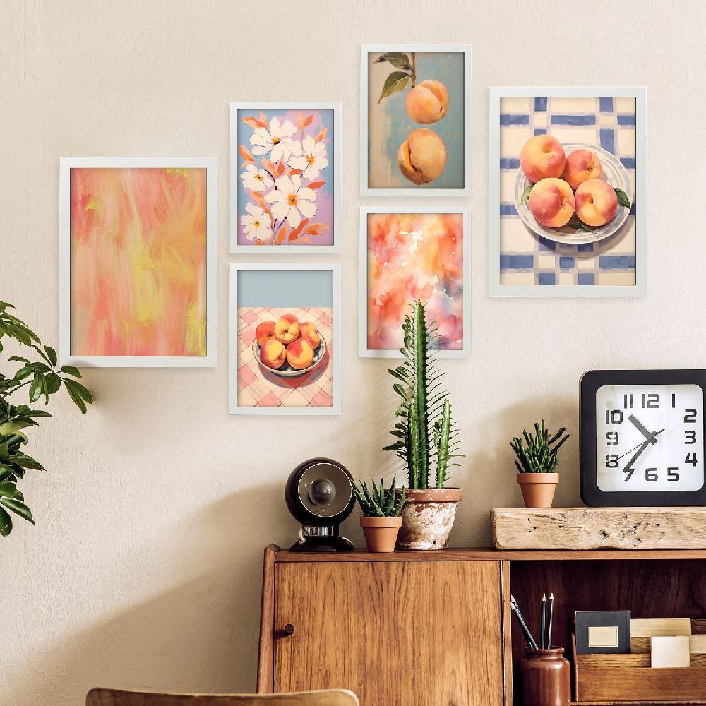 Nacnic Nacnic Set De 6 Láminas De Duraznos Naranjas Para Amantes De La Comida