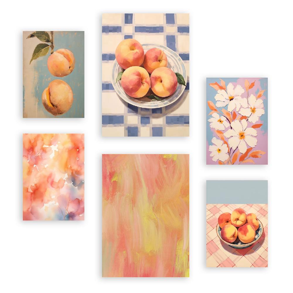 nacnic Nacnic Set de 6 Láminas de Duraznos Naranjas para Amantes de la Comida