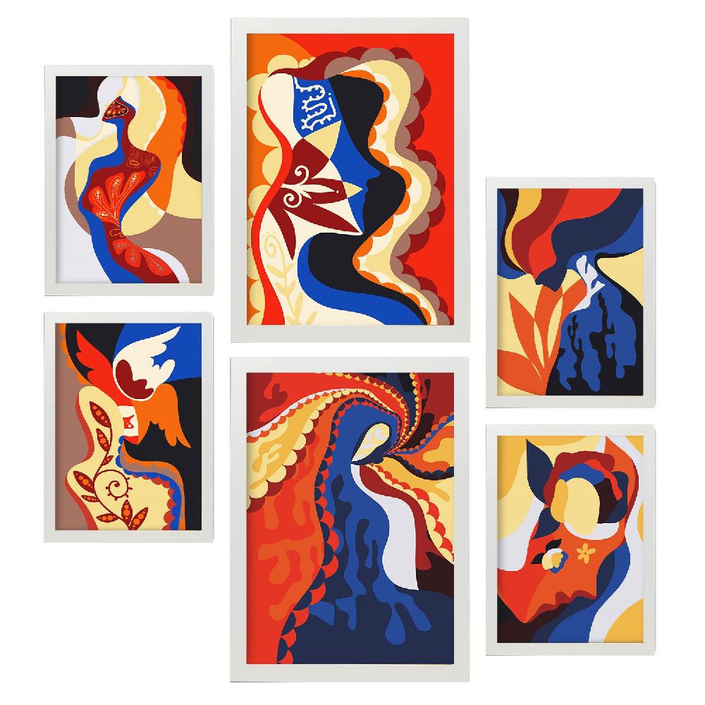 Nacnic Nacnic Set De 6 Láminas De Encanto Atractivo En Abstracto Femenino