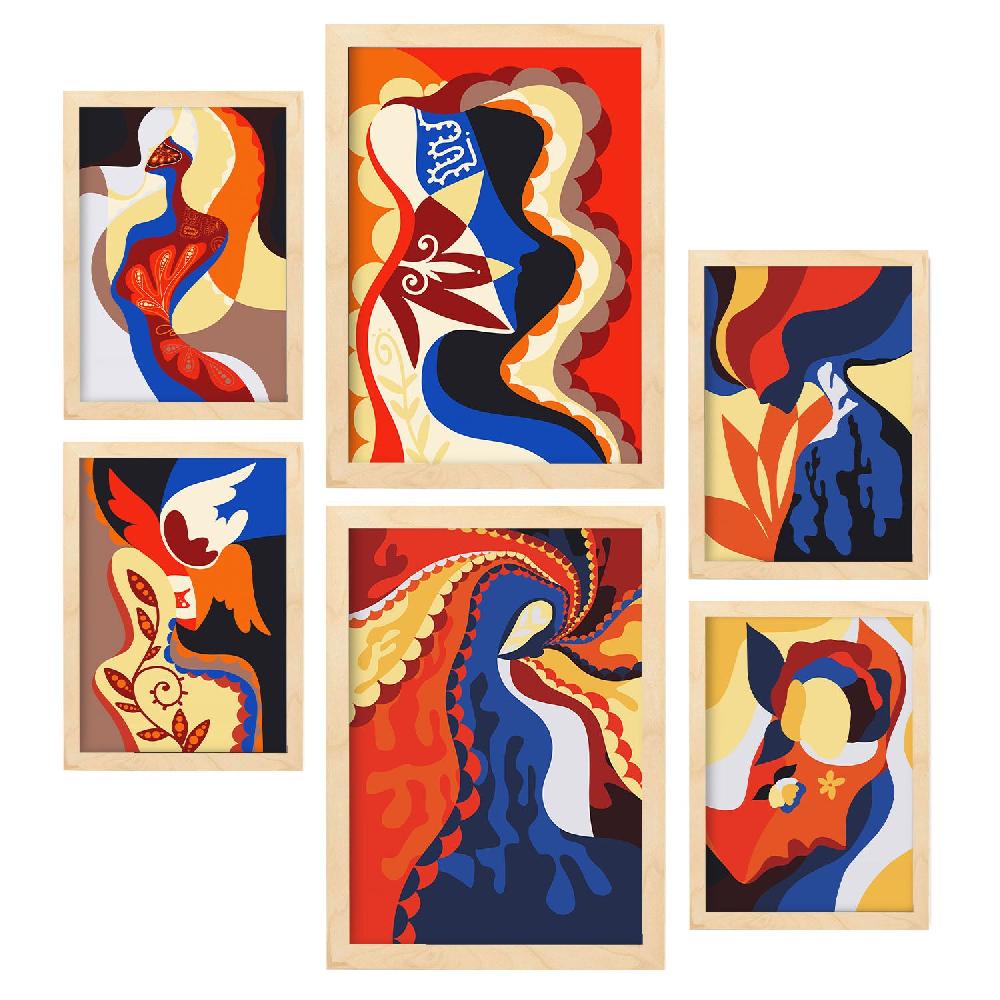 Nacnic Nacnic Set De 6 Láminas De Encanto Atractivo En Abstracto Femenino