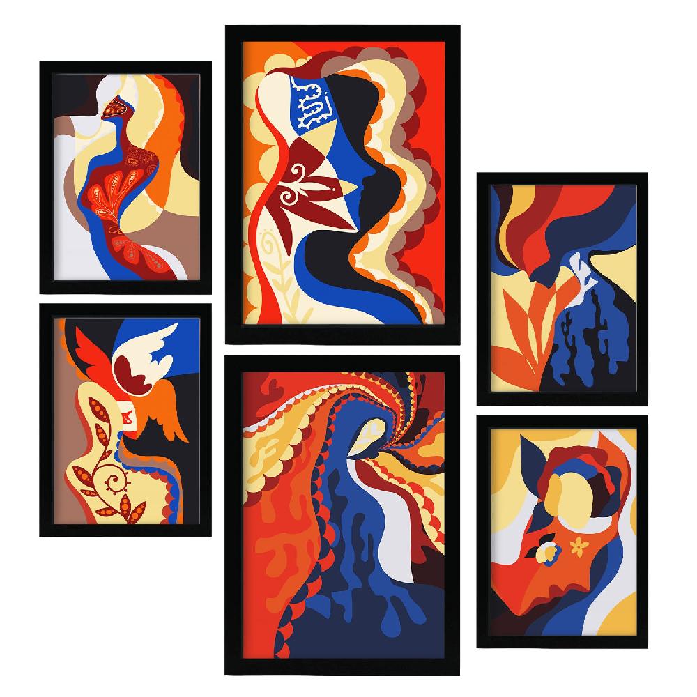 Nacnic Nacnic Set De 6 Láminas De Encanto Atractivo En Abstracto Femenino