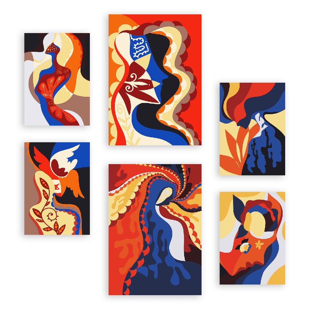 nacnic Nacnic Set de 6 Láminas de Encanto Atractivo en Abstracto Femenino