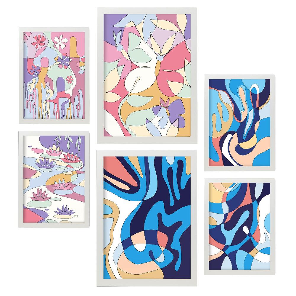 Nacnic Nacnic Set De 6 Láminas De Estilos Éticos Y Flores Abstractas