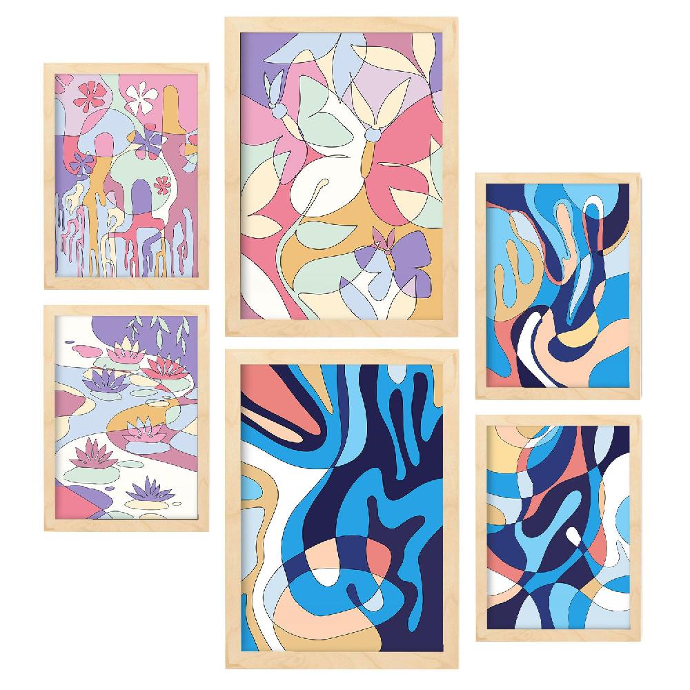 Nacnic Nacnic Set De 6 Láminas De Estilos Éticos Y Flores Abstractas