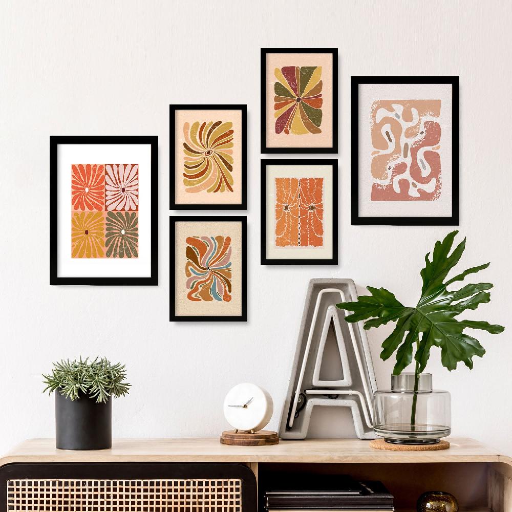 Nacnic Nacnic Set De 6 Laminas De Flores Abstractas En Estilo Étnico