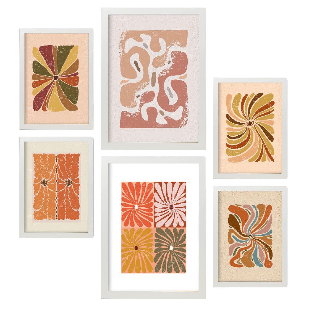 Nacnic Nacnic Set De 6 Laminas De Flores Abstractas En Estilo Étnico