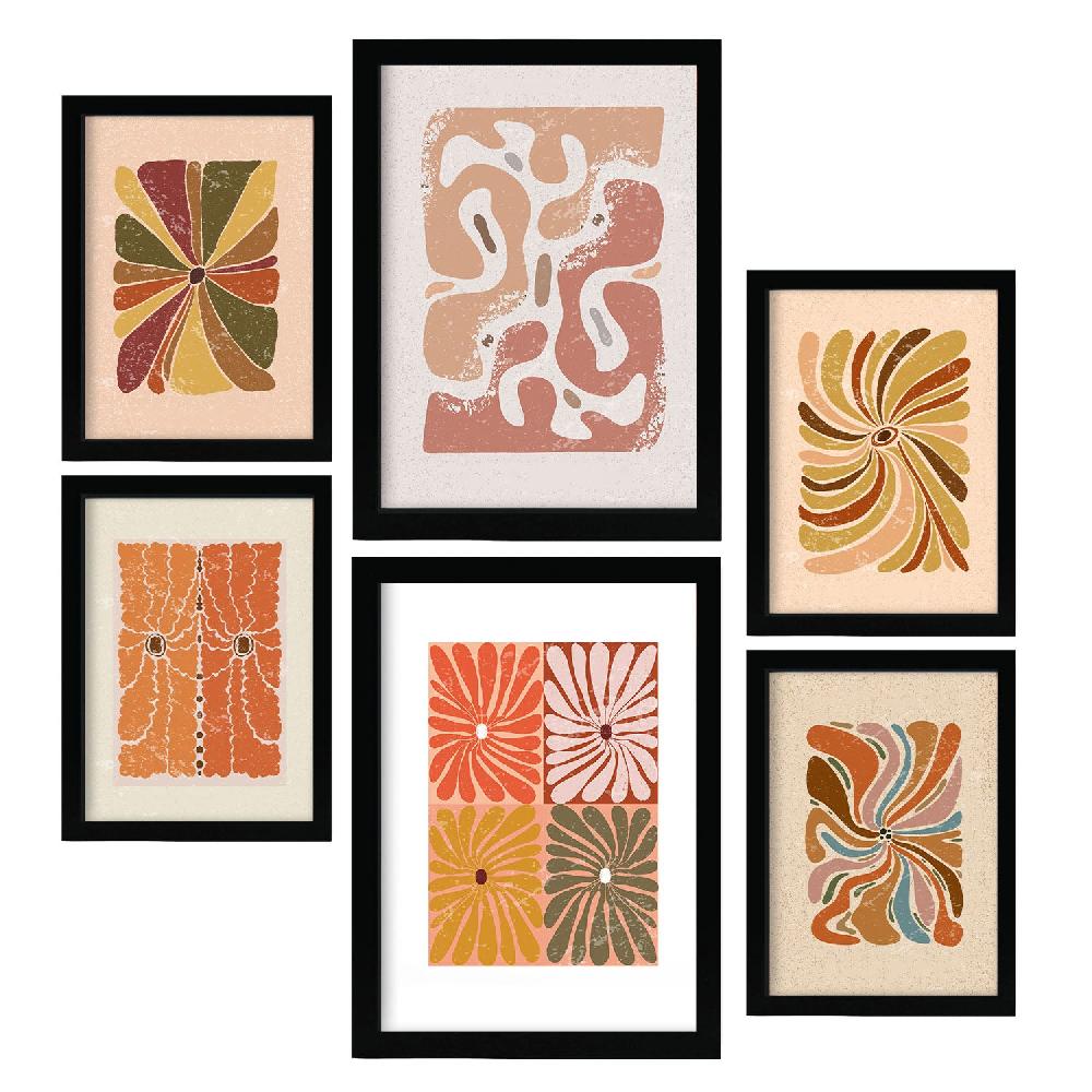 nacnic Nacnic Set de 6 Laminas de Flores Abstractas en Estilo Étnico