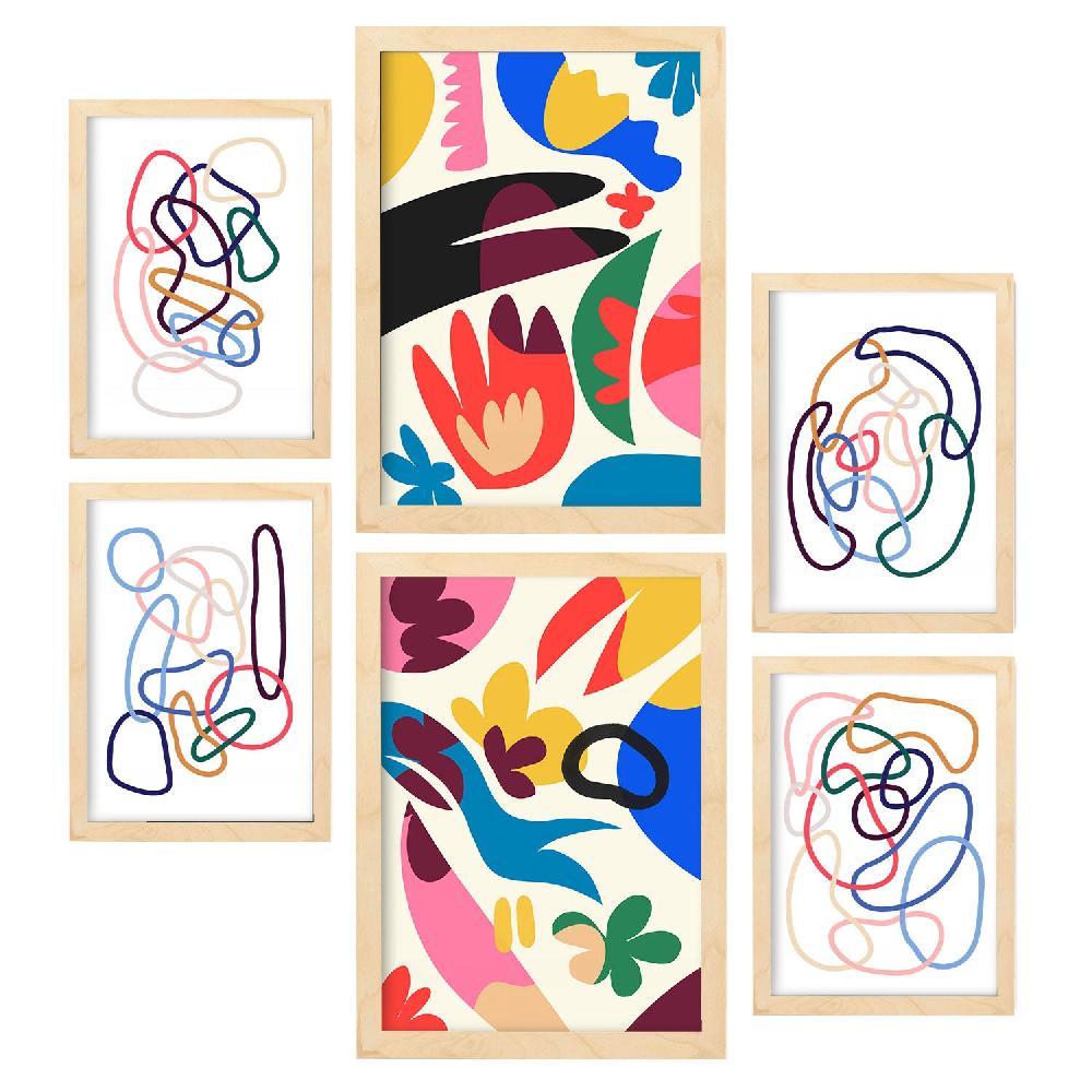 Nacnic Nacnic Set De 6 Láminas De Flores Abstractas En Turquesa