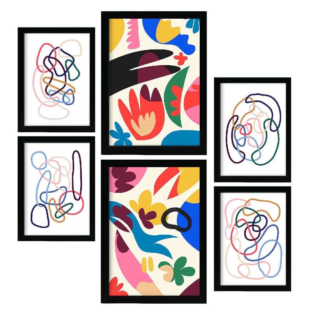 Nacnic Nacnic Set De 6 Láminas De Flores Abstractas En Turquesa