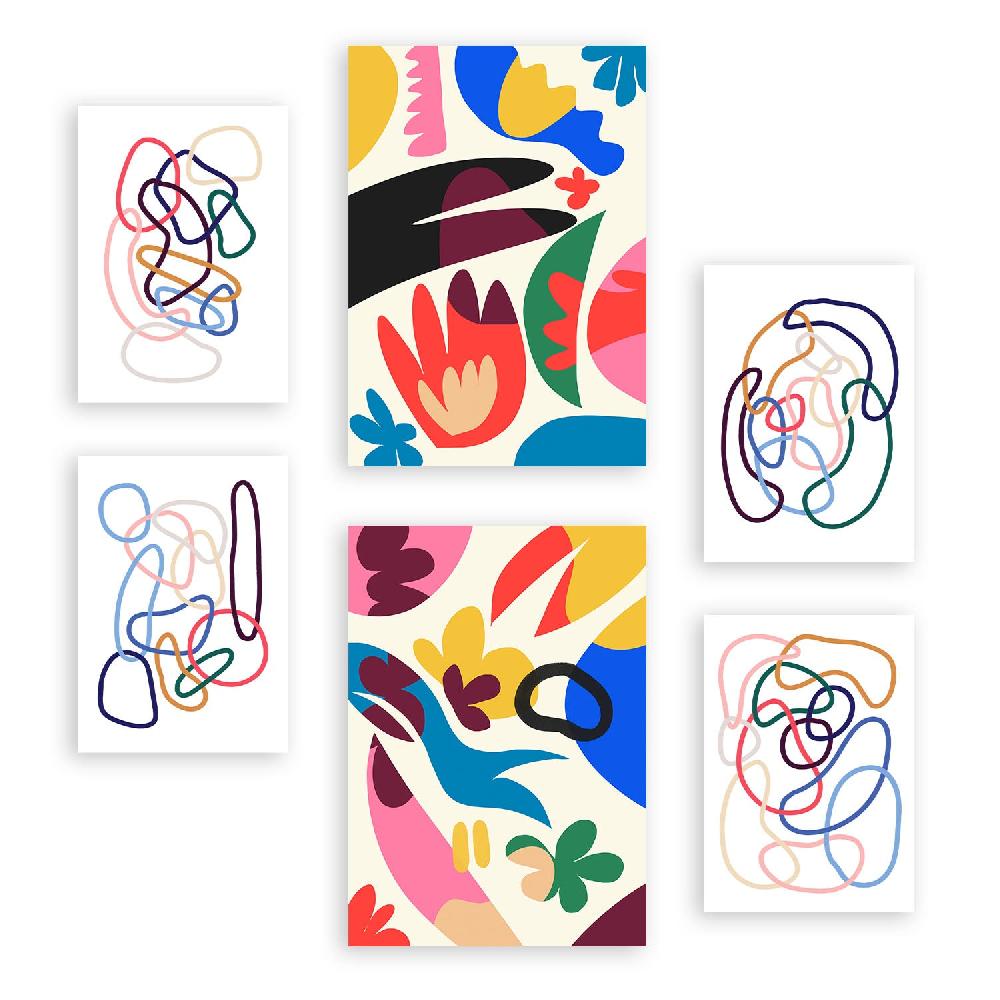 nacnic Nacnic Set de 6 Láminas de Flores Abstractas en Turquesa