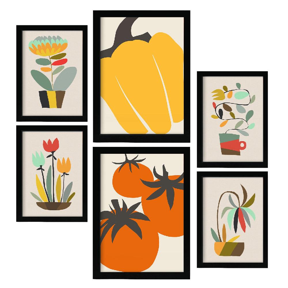 Nacnic Nacnic Set De 6 Láminas De Flores Abstractas Esenciales