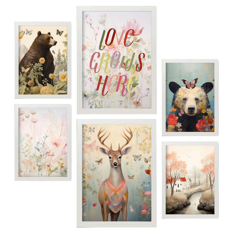 Nacnic Nacnic Set De 6 Láminas De Flores Y Mariposas