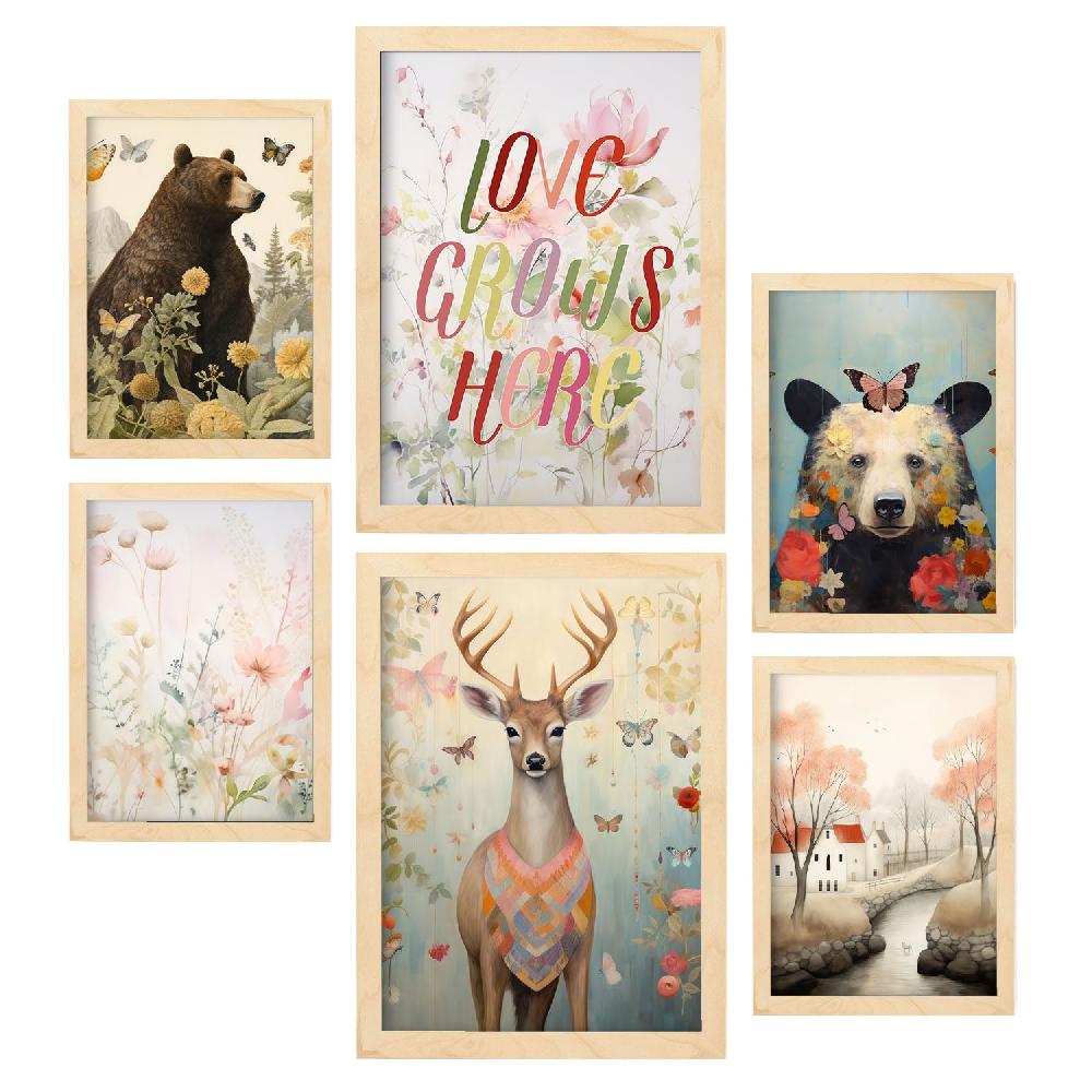 Nacnic Nacnic Set De 6 Láminas De Flores Y Mariposas