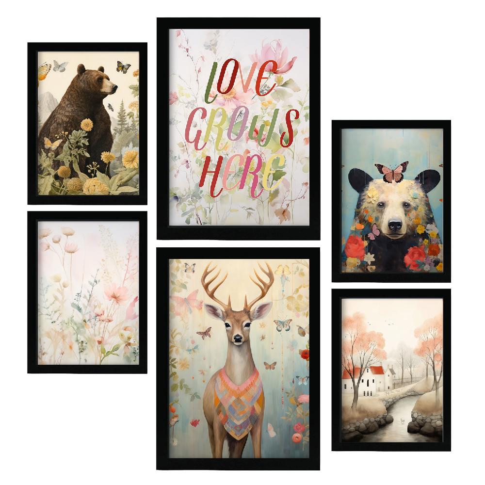 Nacnic Nacnic Set De 6 Láminas De Flores Y Mariposas