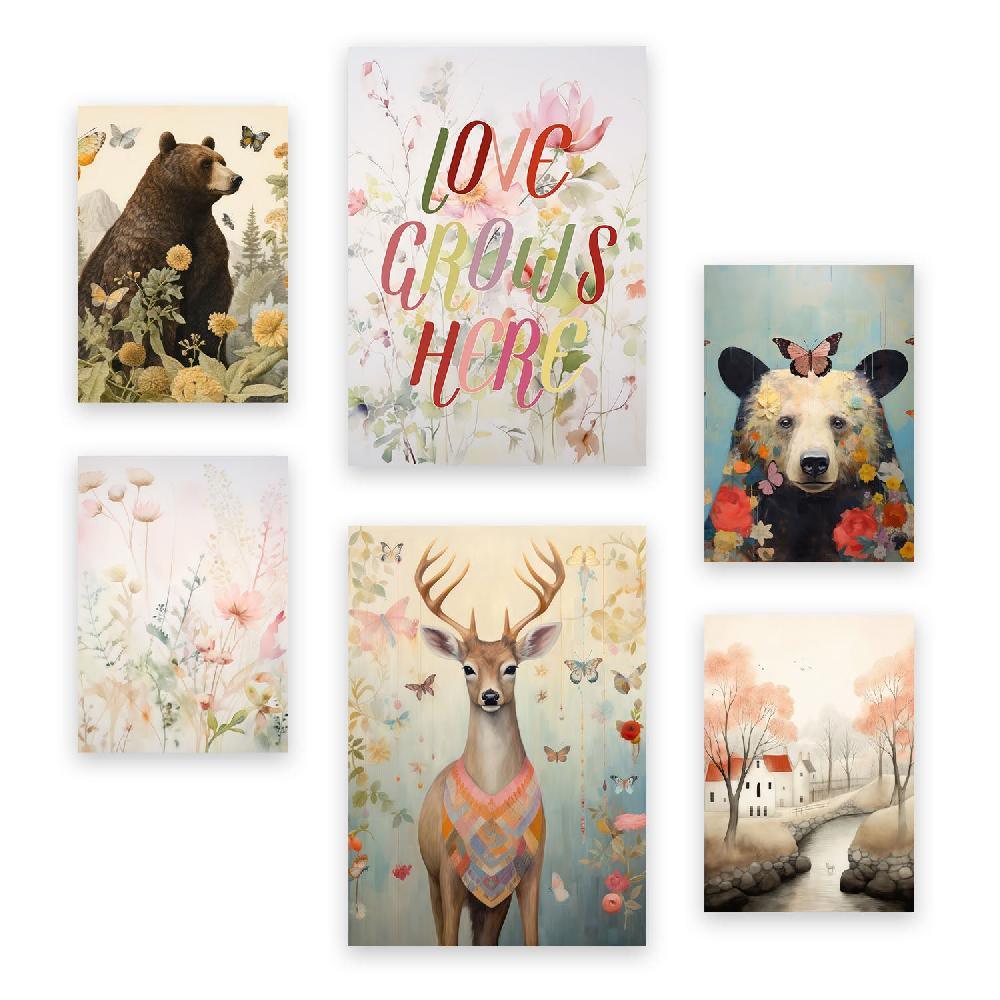 nacnic Nacnic Set de 6 Láminas de Flores y Mariposas