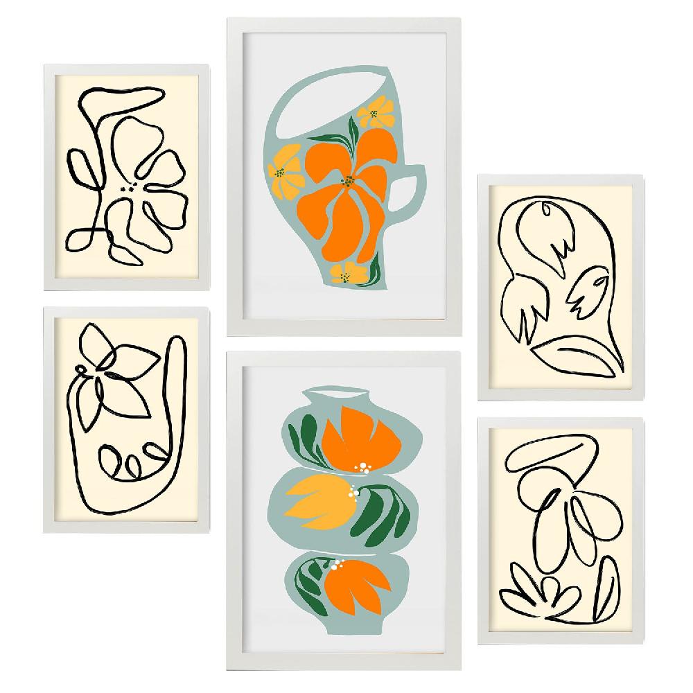 Nacnic Nacnic Set De 6 Láminas De Jarrón Abstracto De Flores