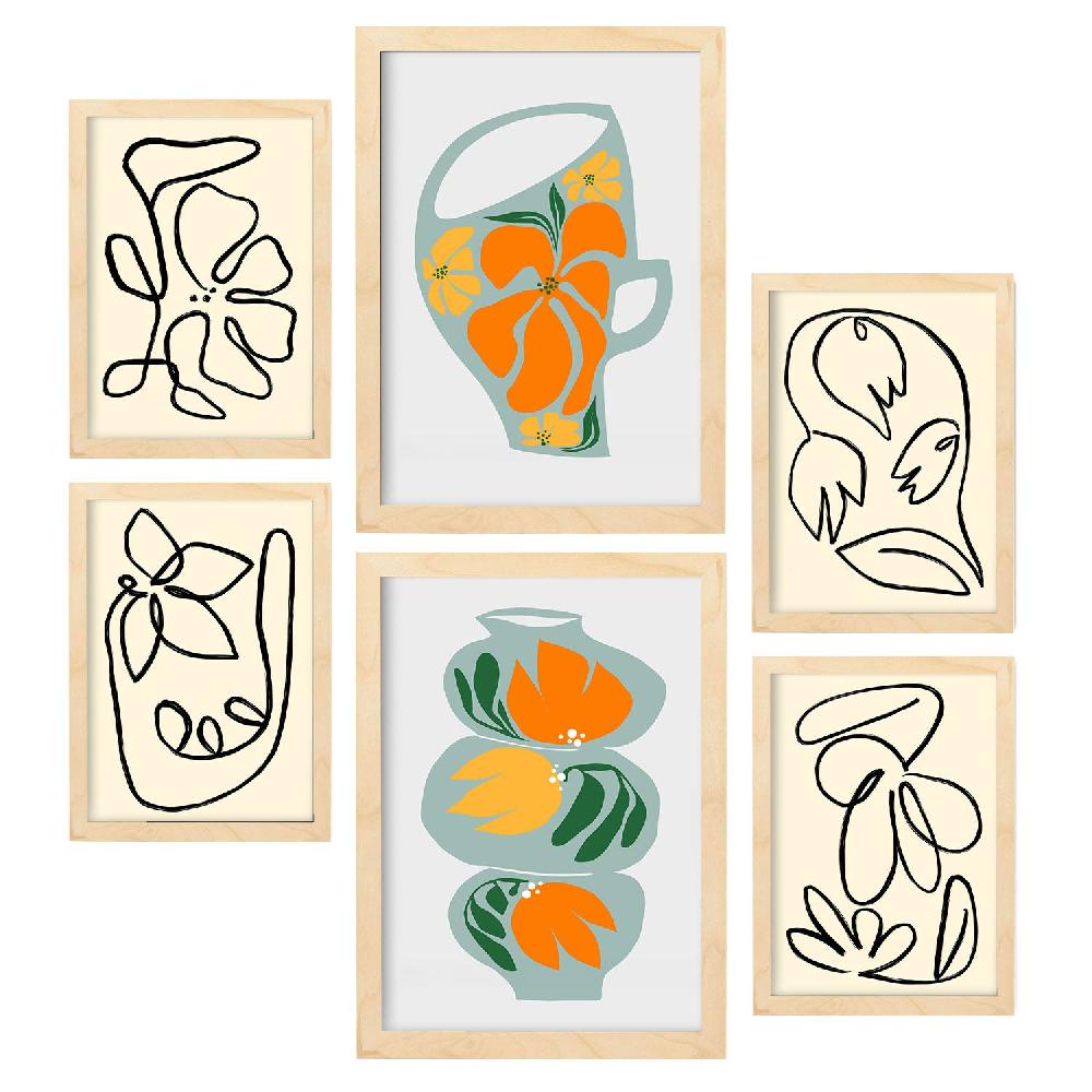 Nacnic Nacnic Set De 6 Láminas De Jarrón Abstracto De Flores