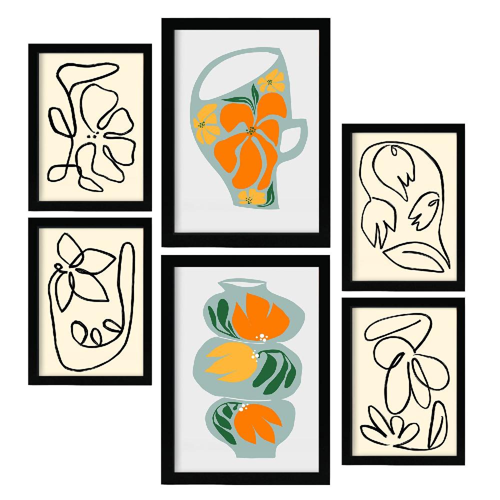 Nacnic Nacnic Set De 6 Láminas De Jarrón Abstracto De Flores