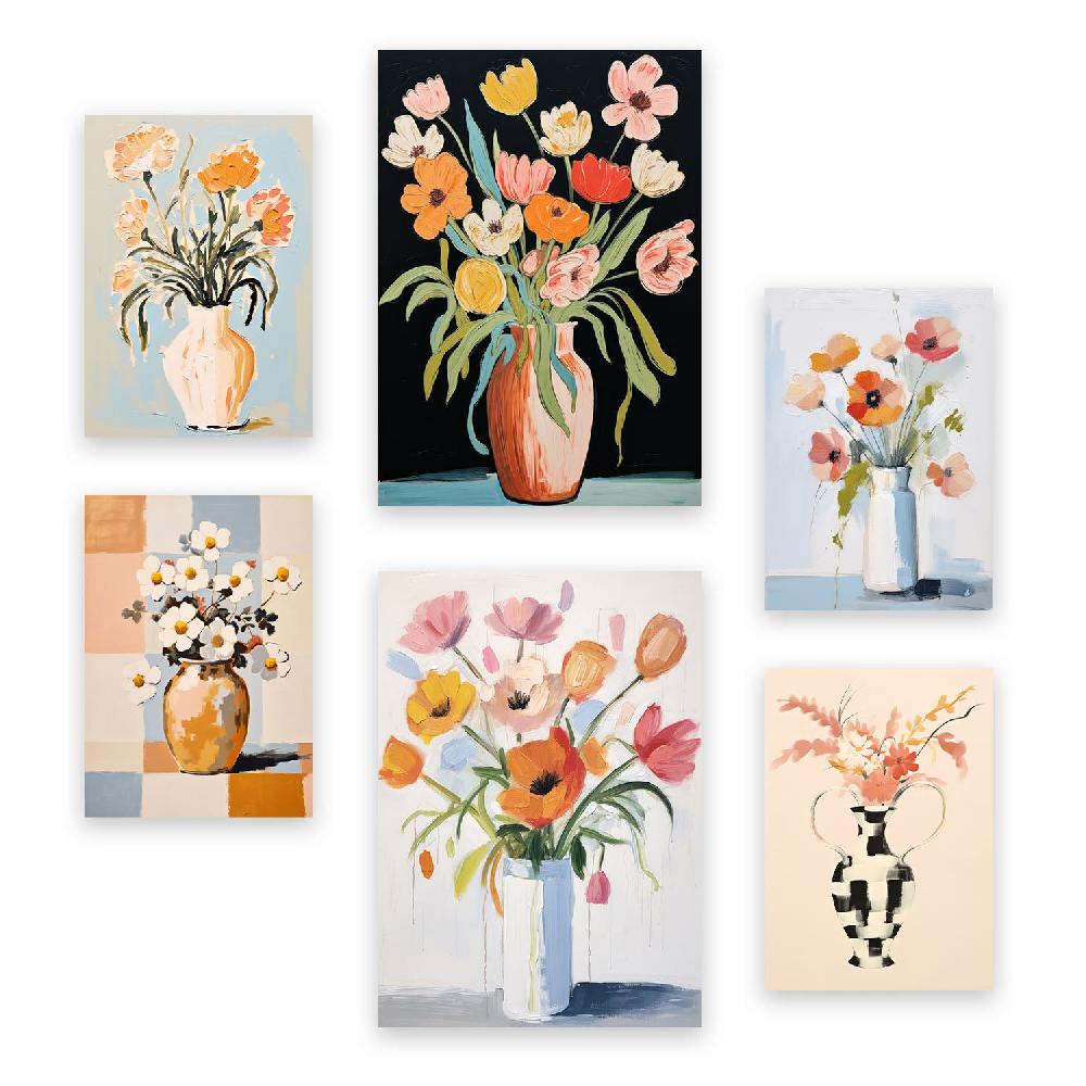 nacnic Nacnic Set de 6 Láminas de Jarrones de Flores