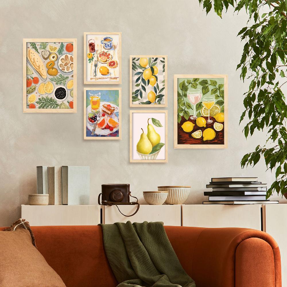 Nacnic Nacnic Set De 6 Láminas De Limones Y Mermelada Para Amantes De La Comida