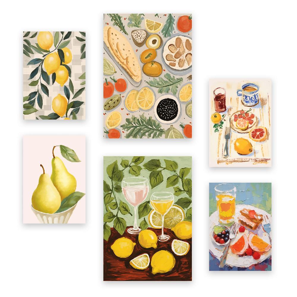 nacnic Nacnic Set de 6 Láminas de Limones y Mermelada para Amantes de la Comida