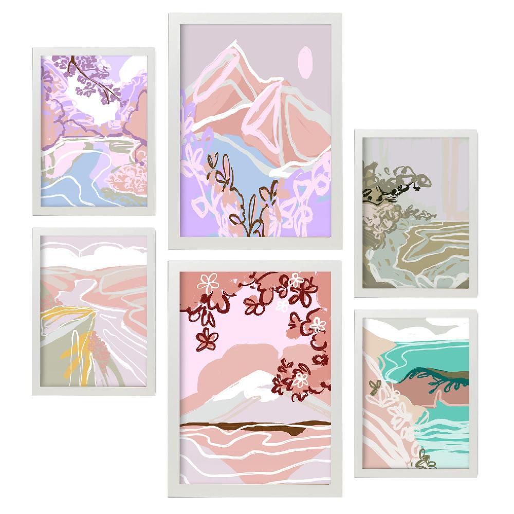 Nacnic Nacnic Set De 6 Láminas De Naturaleza De Quietud En Resúmenes De Paisajes