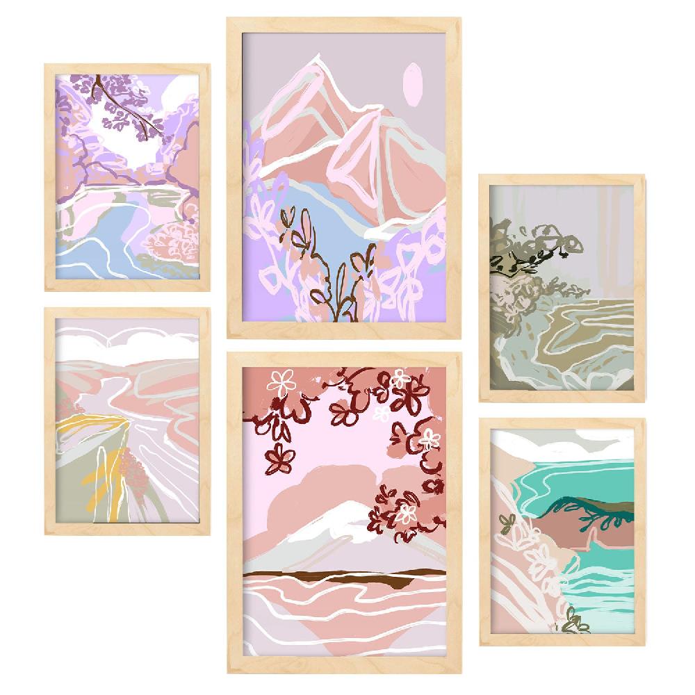 Nacnic Nacnic Set De 6 Láminas De Naturaleza De Quietud En Resúmenes De Paisajes